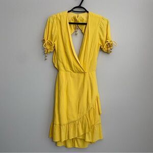 Sabo Skirt Luxe Espardell Tie Neck Ruffle Faux Wrap Dress